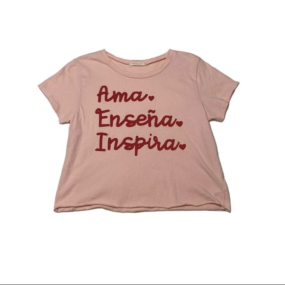 Pink Spell Out Crop Top Shirt